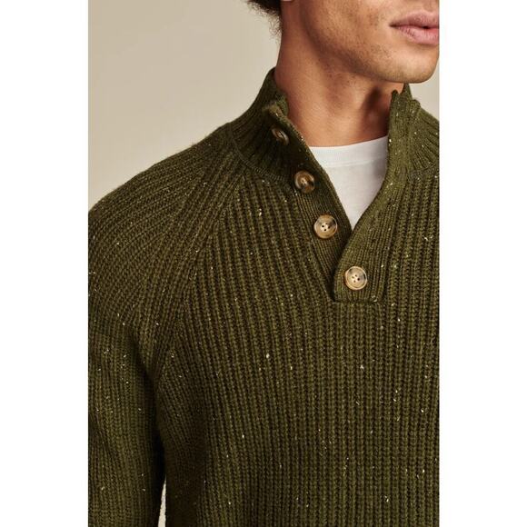 NWT Lucky Brand Nep 1/4 Mock Neck Rib Knit Sweater Olive Night Men's Size Large - Picture 2 of 14